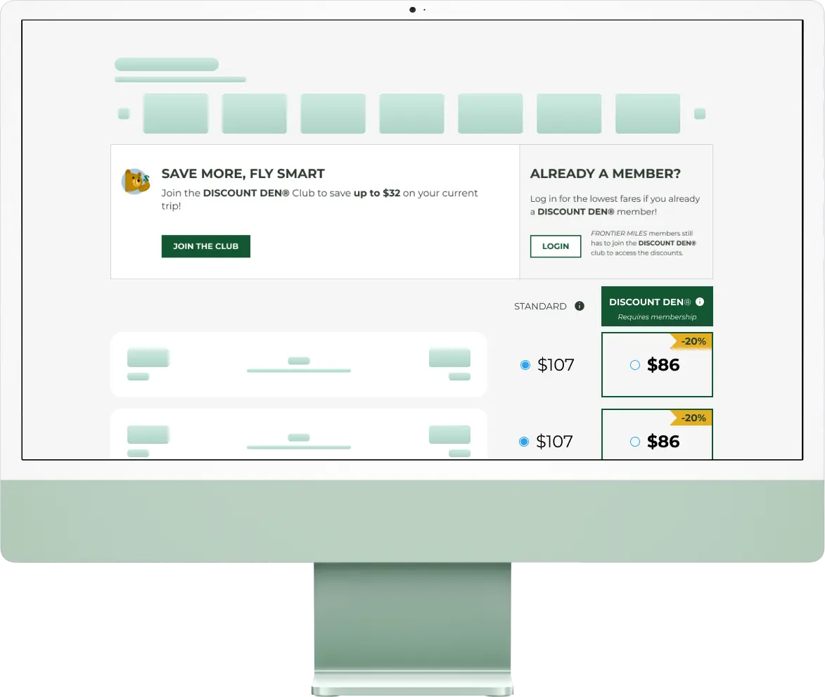Frontier Airlines Discount Den signup experience redesign Mito Digital